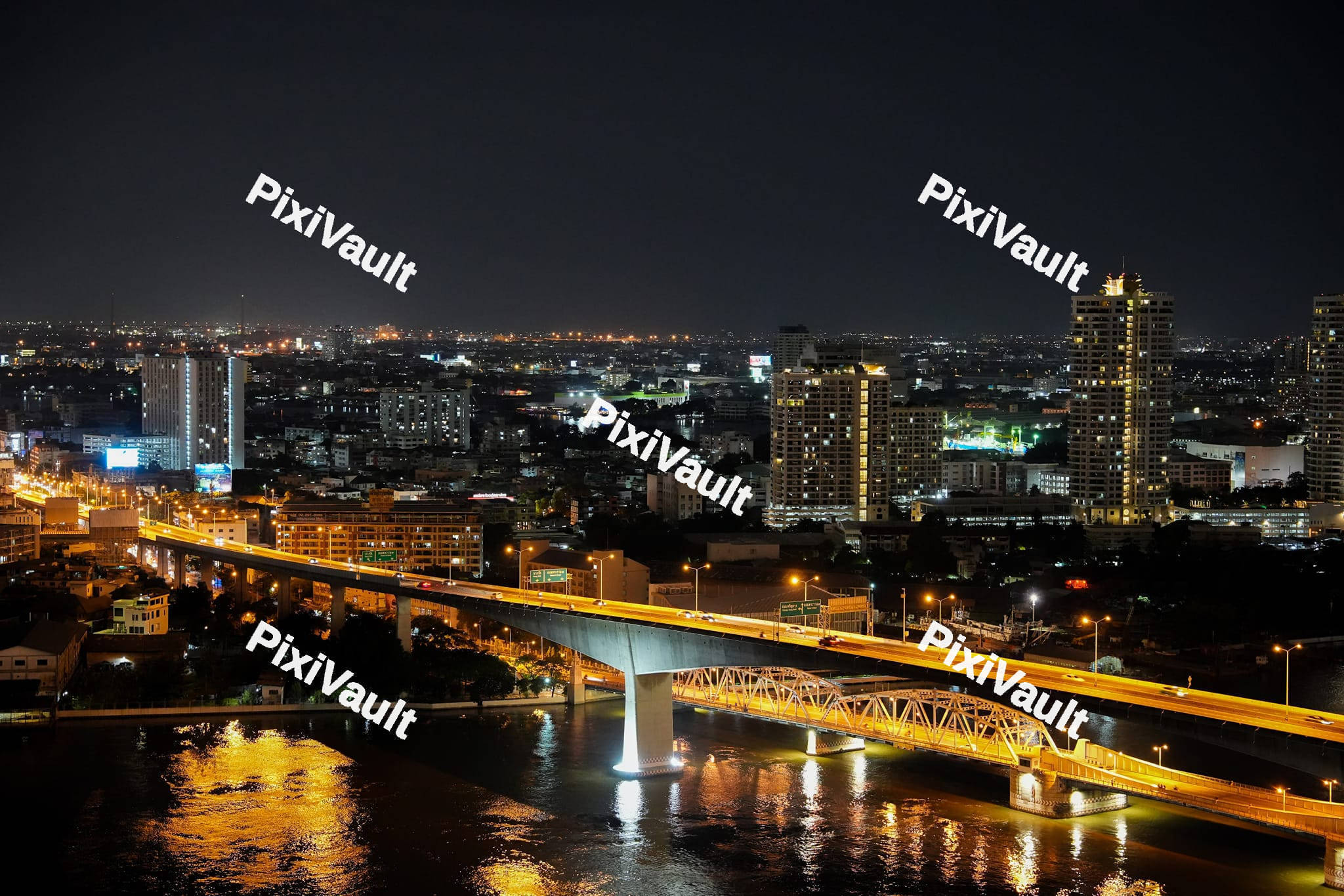 Lit up City at night